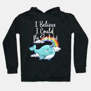 Whale I Believe I could Fly  Pixel Hoodie